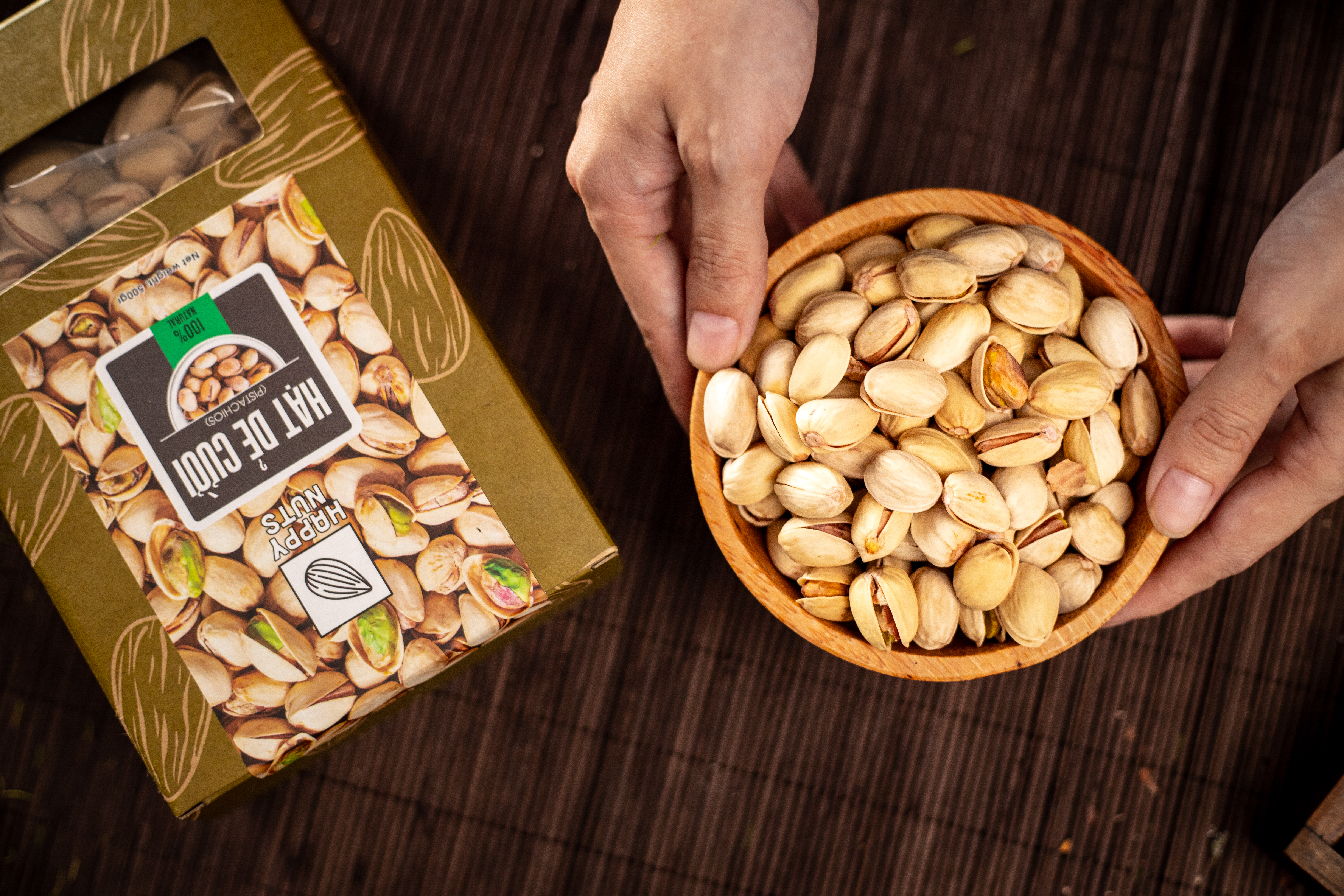 (Tặng 500g yến mạch) Hạt dẻ cười Mỹ Happy Nuts nguyên vỏ 500gr